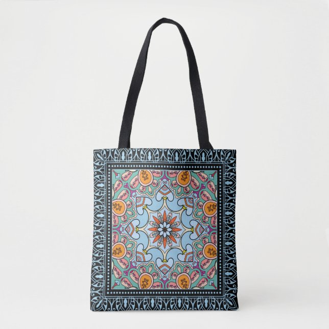 Tribal ethnic mandala seamless pattern tote bag (Front)
