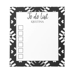 Tribal Ethnic Monochrome Black & White To Do List Notepad