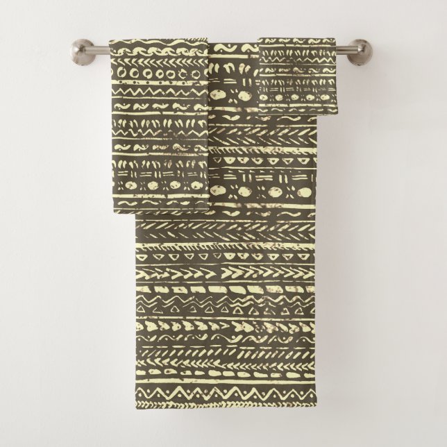 Tribal Ethnic Mud Cloth Pattern Beige Brown (Insitu)