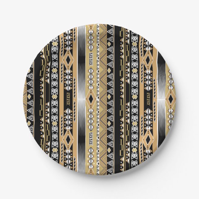 Tribal , ethnic, ornament bath towel set paper plate (Front)