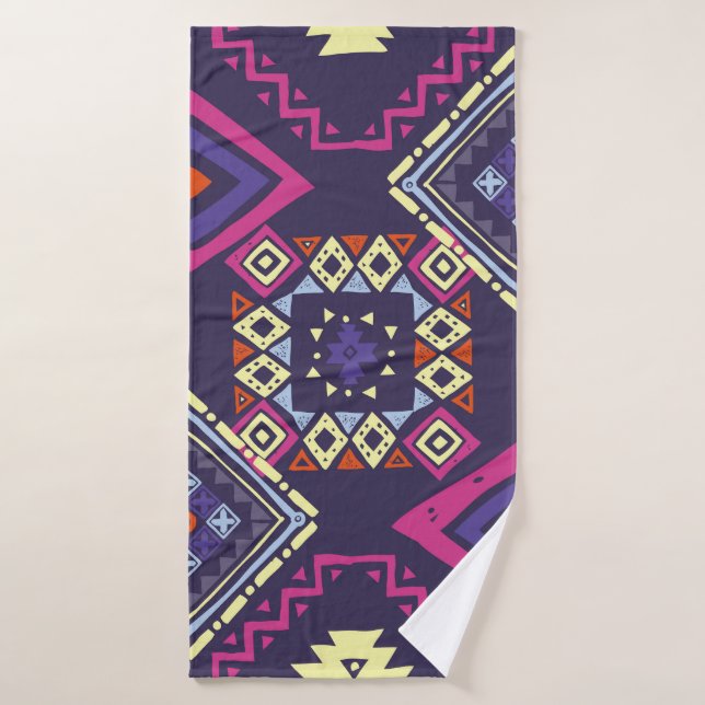 Tribal ethnic, primitive geometric background. bath towel (Bath Towel)