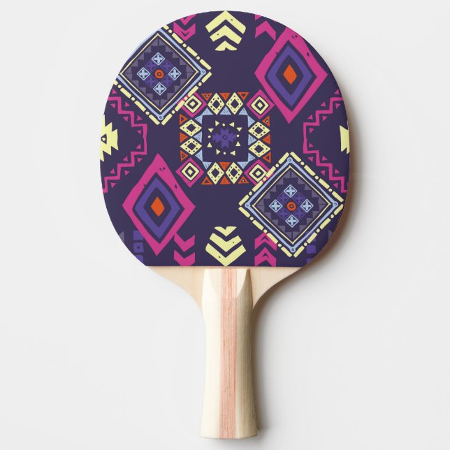 Tribal ethnic, primitive geometric background. ping pong paddle (Front)