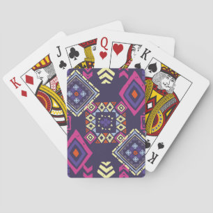 Tribal ethnic, primitive geometric background. playing cards