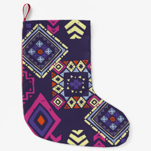 Tribal ethnic, primitive geometric background. small christmas stocking