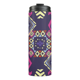 Tribal ethnic, primitive geometric background. thermal tumbler