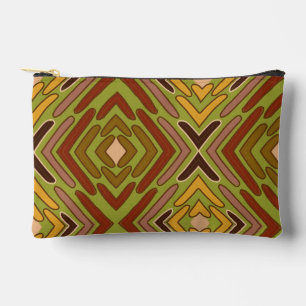Tribal Ethnic Red Green Gold Pattern Accessory Pouch
