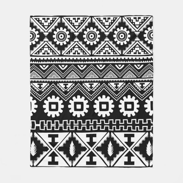 Tribal ethnic seamless pattern fleece blanket (Front)