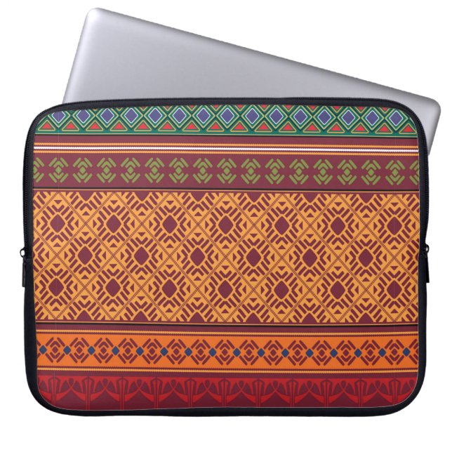 Tribal ethnic seamless pattern laptop sleeve (Front)