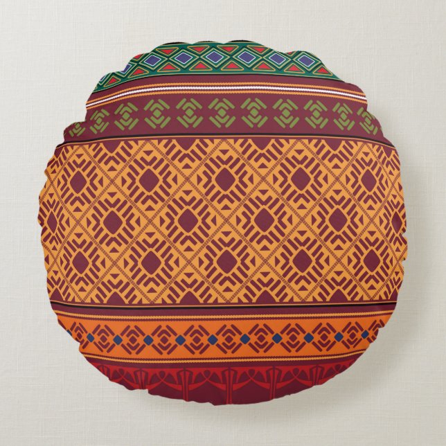 Tribal ethnic seamless pattern round cushion (Front)