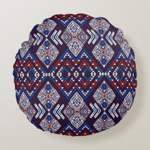 Tribal ethnic seamless pattern round cushion