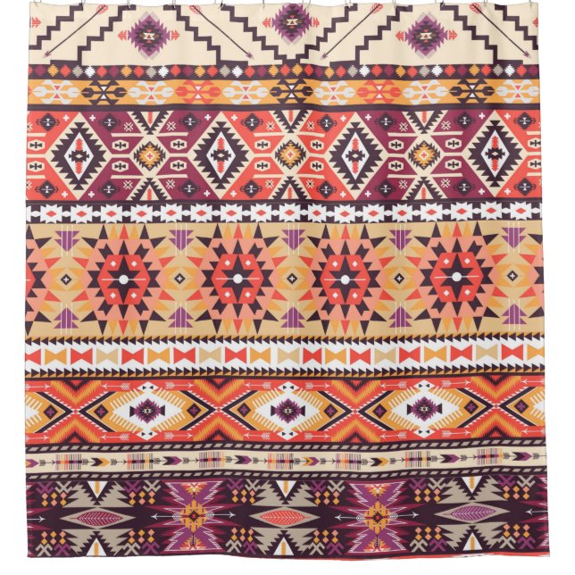 Tribal ethnic seamless pattern shower curtain (Front)