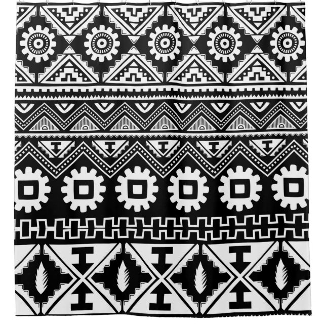 Tribal ethnic seamless pattern shower curtain (Front)