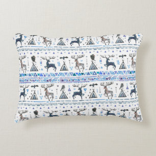 Tribal ethnic seamless pattern with animals and dr decorative cushion