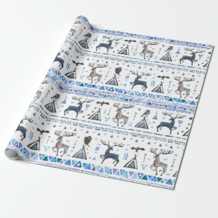 Tribal ethnic seamless pattern with animals and dr wrapping paper