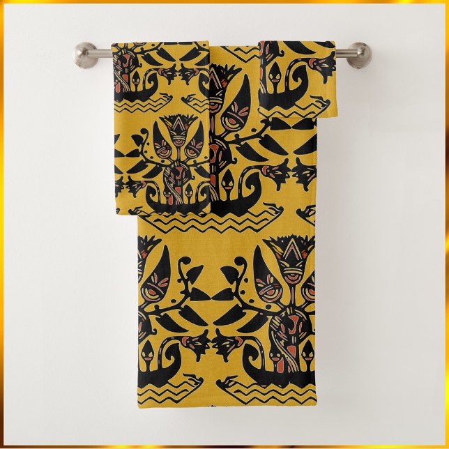 Tribal Ethnic Tattoo Pattern Bath Towel Set (Creator Uploaded)