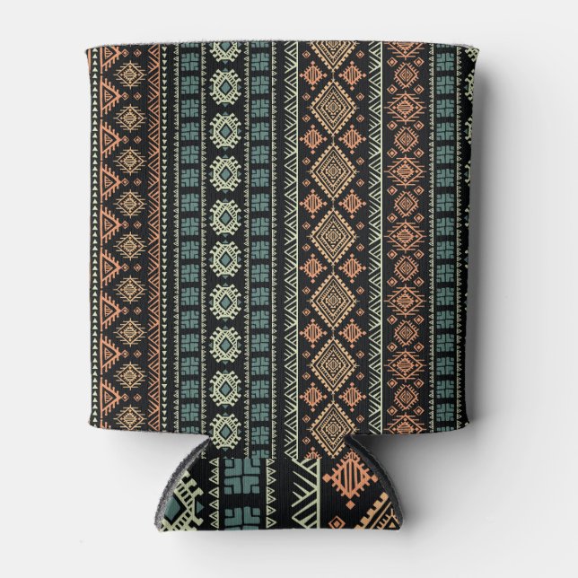 Tribal Ethnic Vintage Business Pattern Can Cooler (Front)