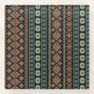 Tribal Ethnic Vintage Business Pattern Glass Coaster