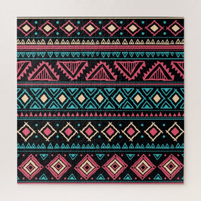 Tribal Ethnic Vintage Business Pattern Jigsaw Puzzle (Vertical)