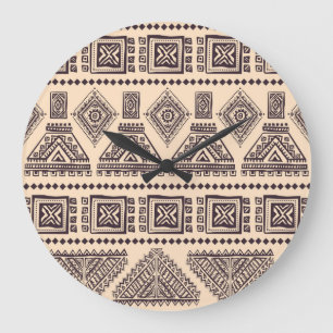Tribal, ethnic, vintage business pattern large clock