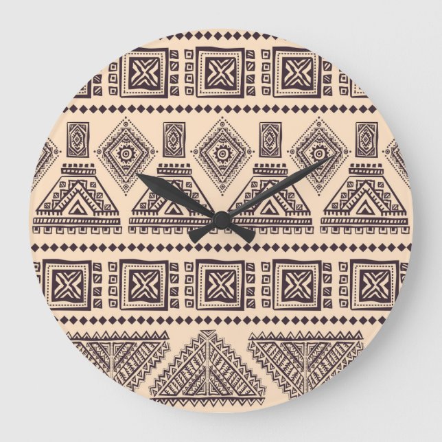 Tribal, ethnic, vintage business pattern large clock (Front)