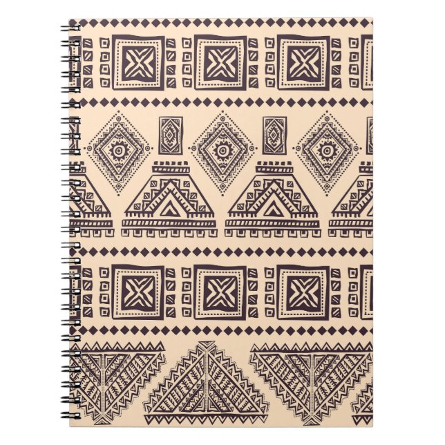 Tribal, ethnic, vintage business pattern notebook (Front)