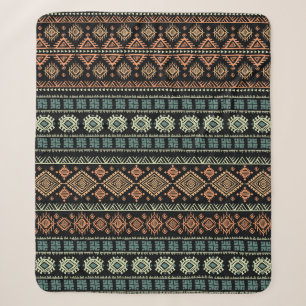 Tribal Ethnic Vintage Business Pattern Sherpa Blanket