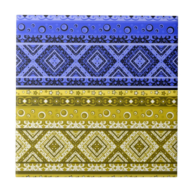 Tribal ethno boho ornamental traditional ornamenta tile (Front)