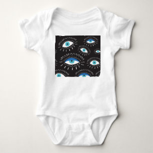 Tribal Eye Feathers Fashion Pattern Baby Bodysuit