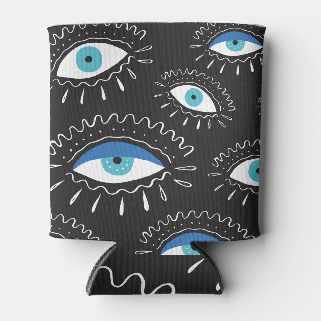 Tribal Eye Feathers Fashion Pattern Can Cooler (Front)
