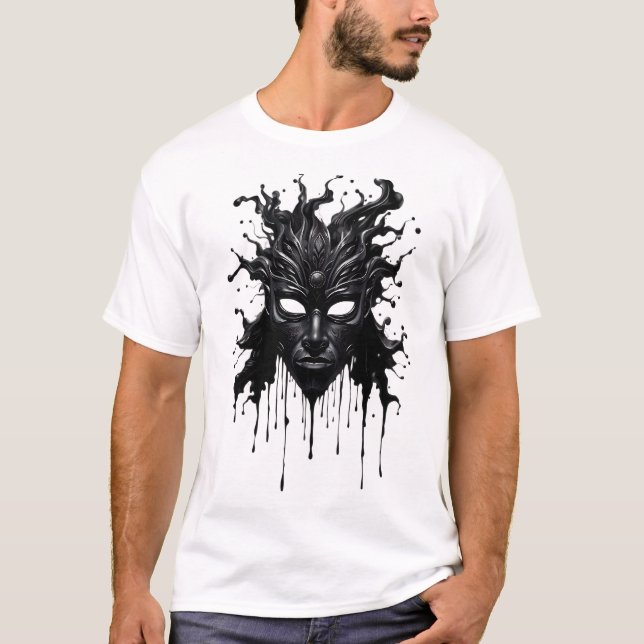 Tribal Face Art - Liquid Ink Style T-Shirt (Front)