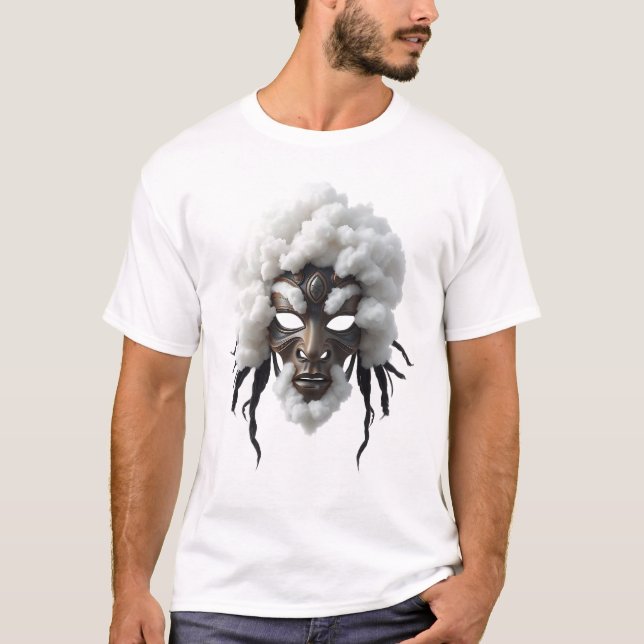 Tribal Face in Clouds - Inspiring Art T-Shirt (Front)