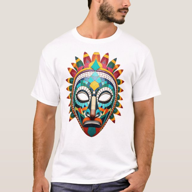 Tribal Face Mosaic Art T-Shirt (Front)