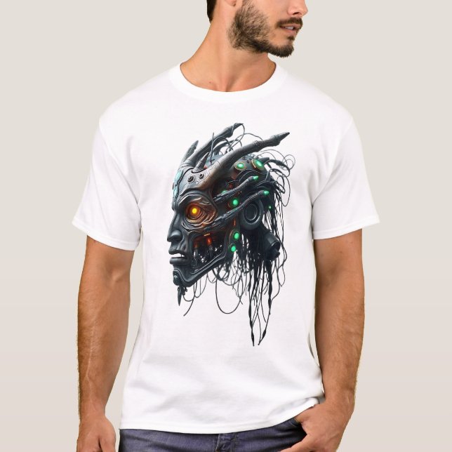 Tribal Face Organic Wires White T-Shirt (Front)