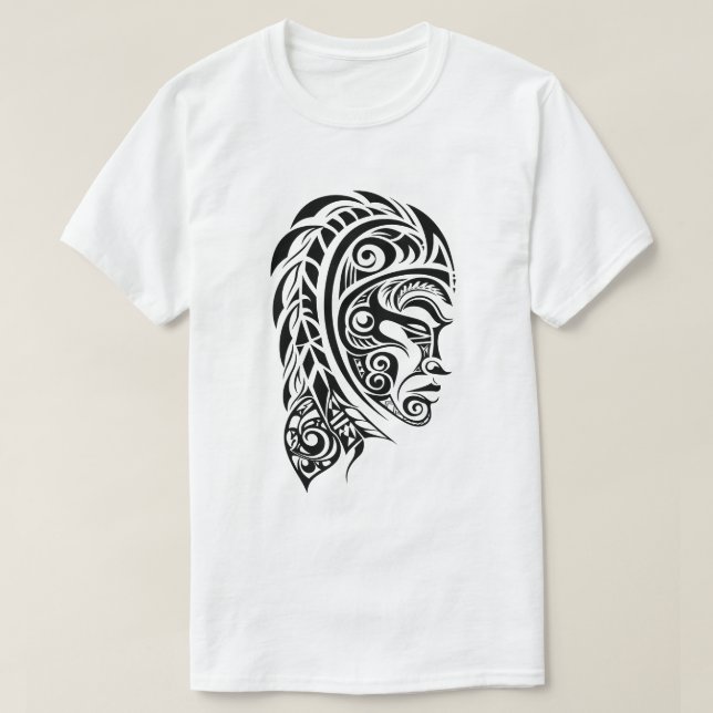 Tribal Face Tattoo Design Illustration T-Shirt (Design Front)