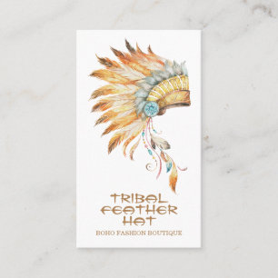 Tribal Feather Hat Business Card