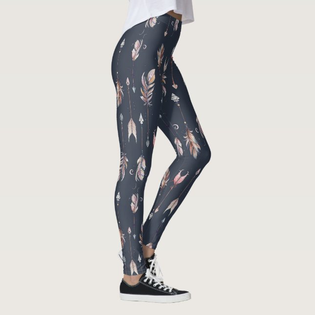 Tribal feathers & arrows pattern leggings (Right)