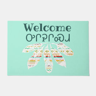 Tribal feathers welcome (Cherokee) Doormat