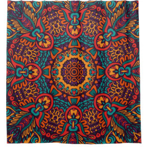 Tribal Festive: Colourful Ethnic Pattern Shower Curtain