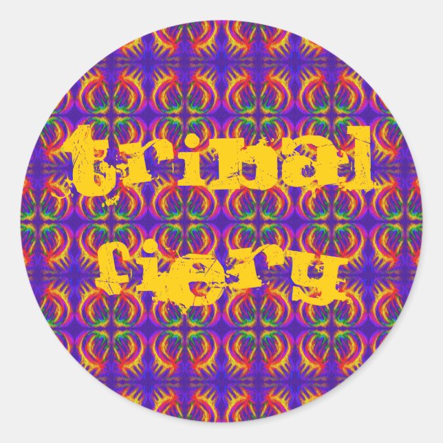 Tribal Fiery Classic Round Sticker (Front)