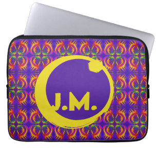 Tribal Fiery & Your Initials Eclipse Logo Laptop Sleeve