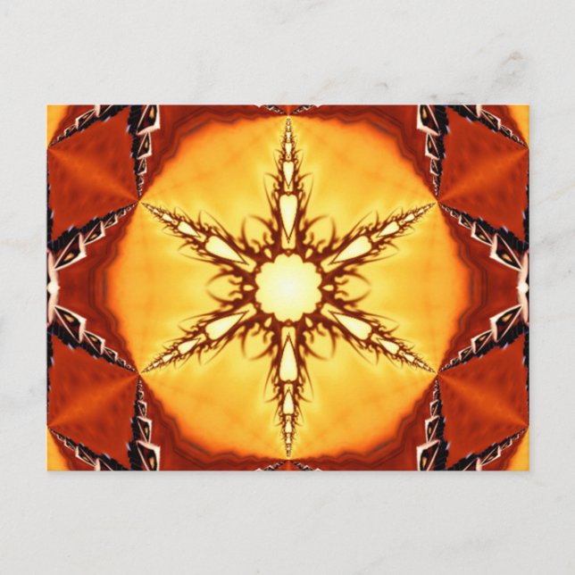 Tribal Fire Star Kaleidoscope Mandala Postcard (Front)
