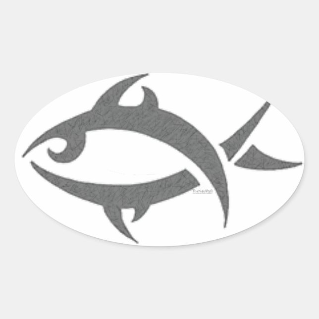 Tribal Fish Oval Sticker (Front)