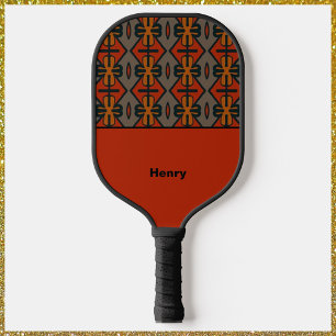 Tribal Flair Orange Pattern Pickleball Paddle