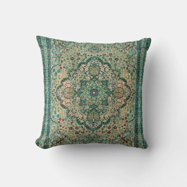 Tribal Floral Design Persian Carpet Motive Cushion (Front)