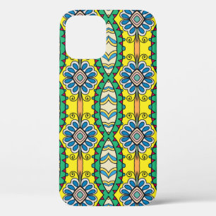 Tribal floral, ornate, hand-drawn pattern. iPhone 12 case