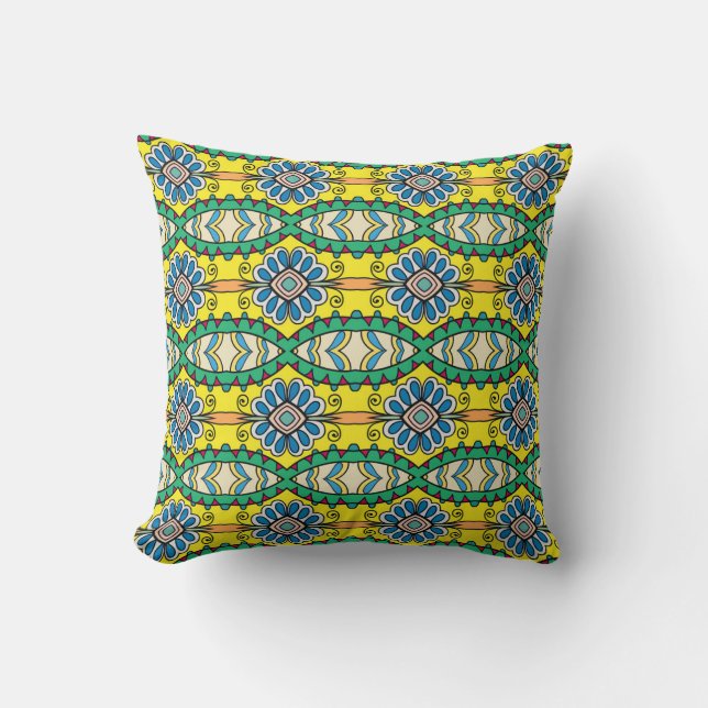 Tribal floral, ornate, hand-drawn pattern. cushion (Front)