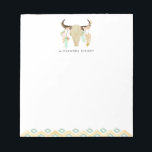 Tribal Floral Skull and Feathers Personalised Notepad<br><div class="desc">Tribal Floral Skull and Feathers Personalised Notepad. A customisable notepad featuring illustrations of flowers,  tribal skull and tribal elements with faux gold foil accents.</div>