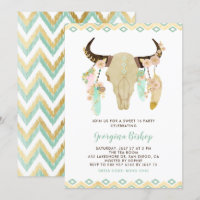 Tribal Floral Skull and Feathers Sweet Sixteen