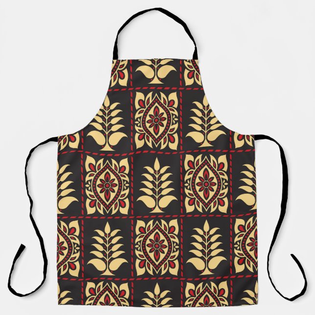 Tribal Floral: Vintage Pattern Elegance Apron (Front)