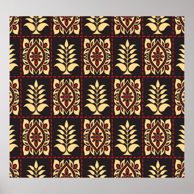 Tribal Floral: Vintage Pattern Elegance Poster (Front)